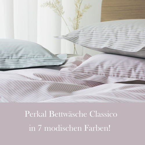 elegante bed-linen Streifen Bettwäsche Classico Hellblau 155x200 inkl.80x80