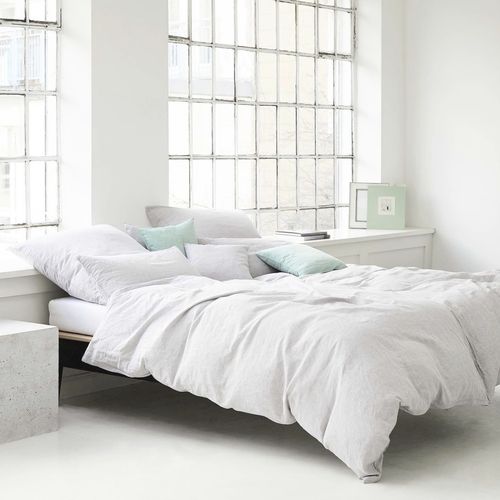 Elegante Halbleinen Bettwäsche Breeze weiß 200x200+zwei 80x80