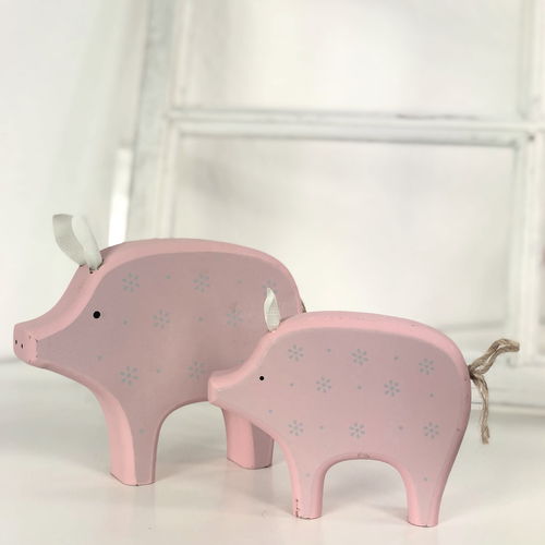 Holz Schweinchen im Set - rosa
